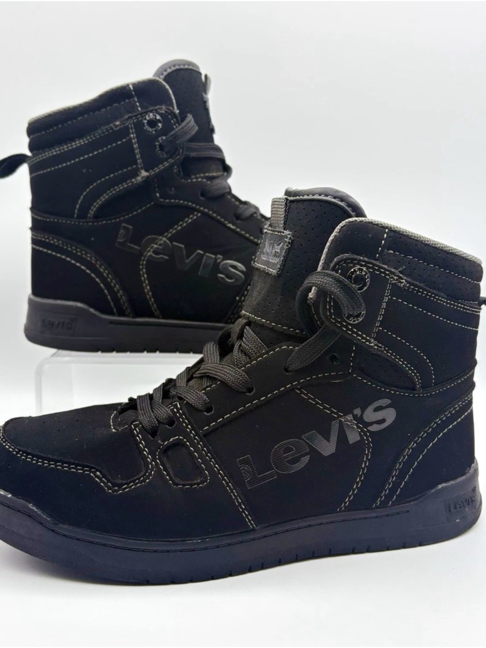 Levi's Kids Black High-Top Boots with Contrast Stitching